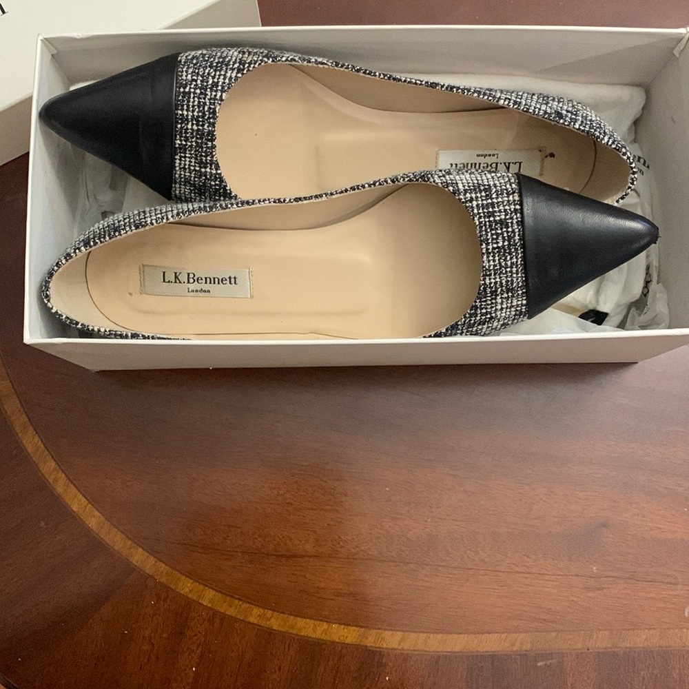 LK Bennett Tweed Top Cap Shoe in Box with Dust Bag